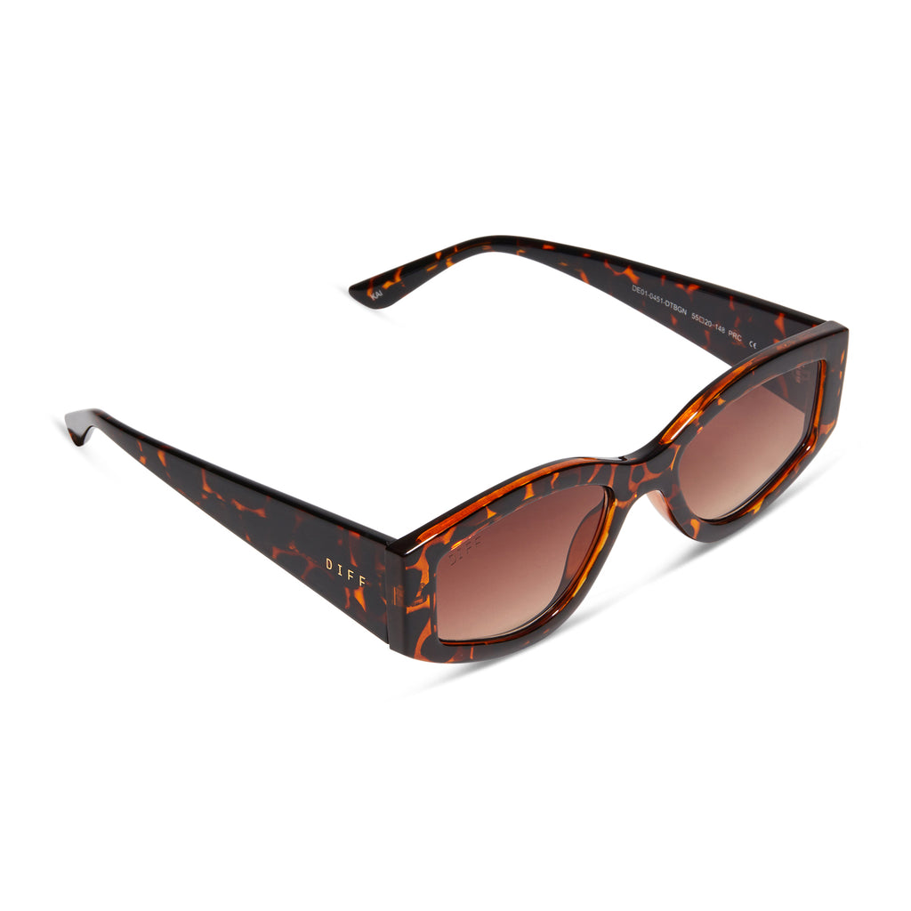 Kai Rectangle Sunglasses Dark Tortoise & Brown Gradient DIFF Eyewear