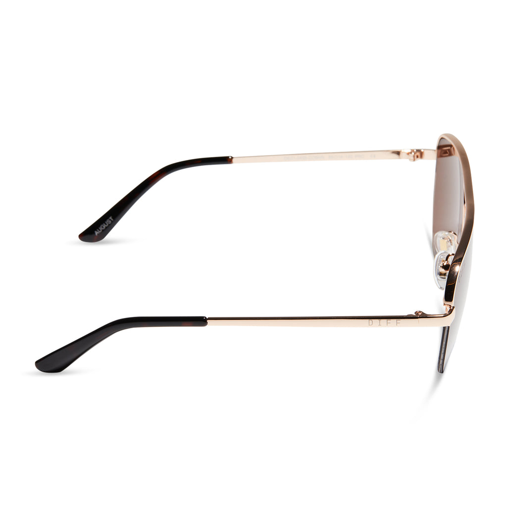 August Aviator Sunglasses | Gold & Brown | DIFF Eyewear display picture 2