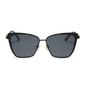 diff eyewear becky black frame with dark smoke lens sunglasses front view