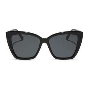 diff eyewear becky ii black frame dark smoke polarized sunglasses front view