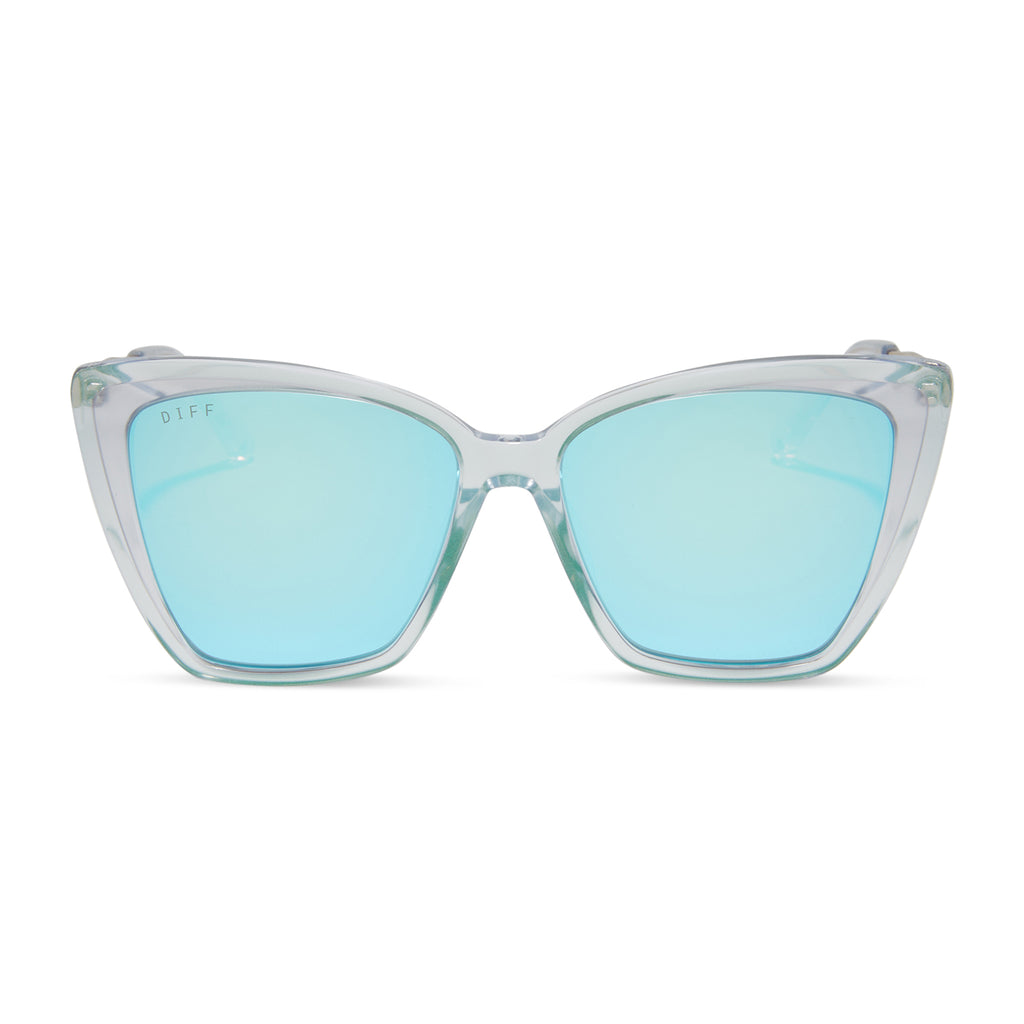 Becky II Cateye Sunglasses Turquoise & Ice Mirror DIFF Eyewear
