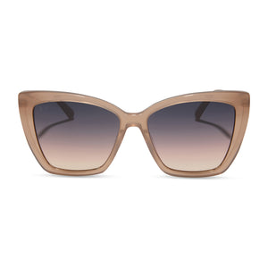 diff eyewear featuring the becky ii cat eye sunglasses with a warm taupe frame and twilight gradient lenses front view