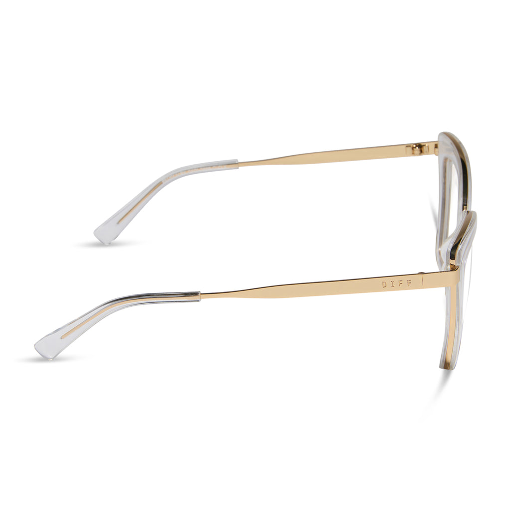 Becky IV Cat Eye Prescription Glasses | Clear Crystal + Gold  display picture 1
