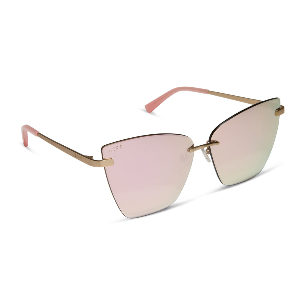 Becky V Cateye Sunglasses | Brushed Gold & Cherry Blossom  display picture 2