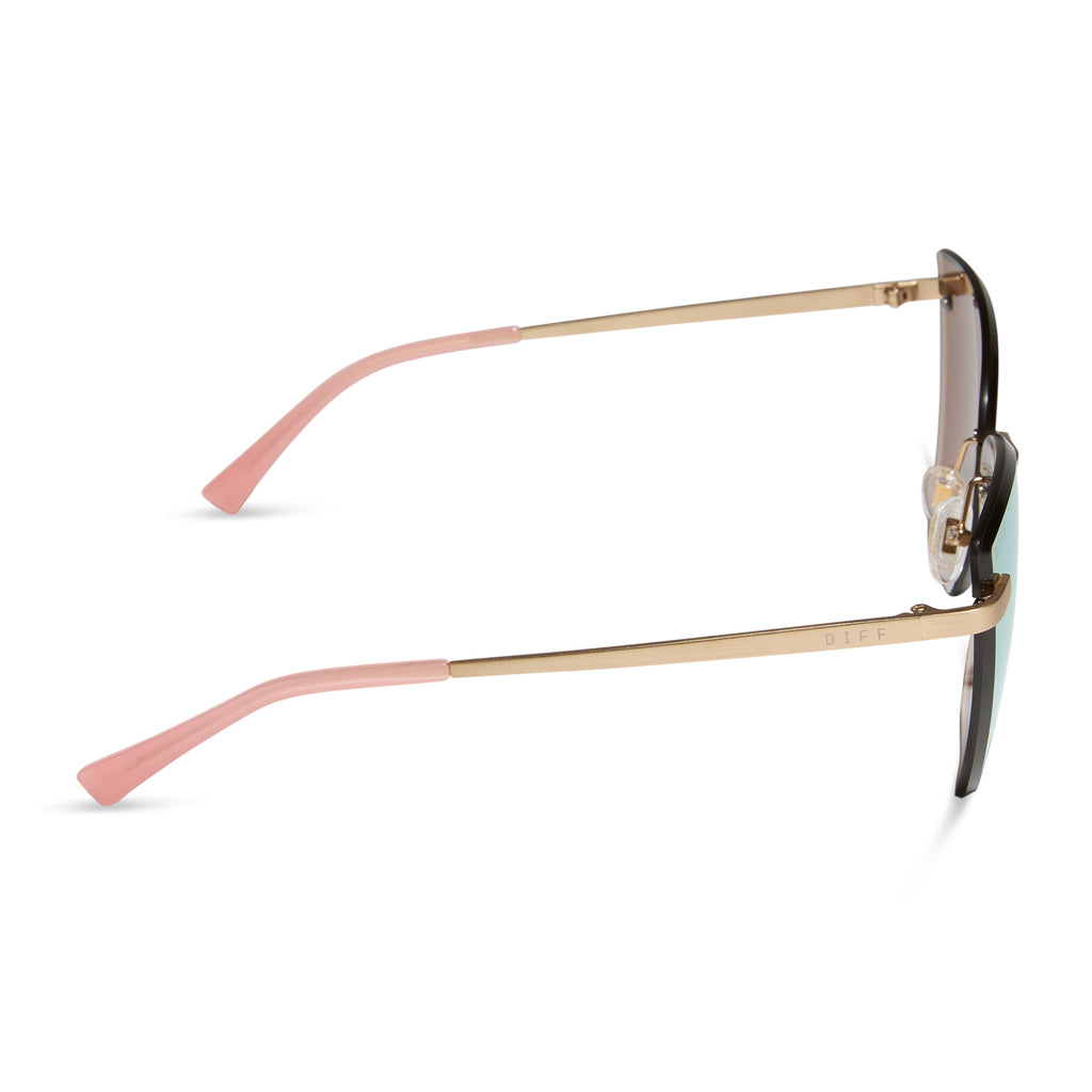 Becky V Cateye Sunglasses | Brushed Gold & Cherry Blossom Mirror