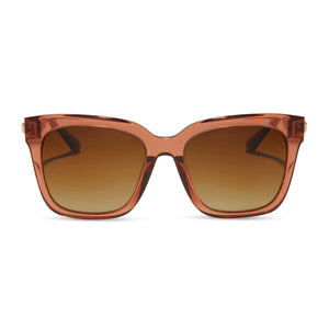 diff eyewear bella square sunglasses with a brown sugar frame and a bronze gradient polarized lenses front view