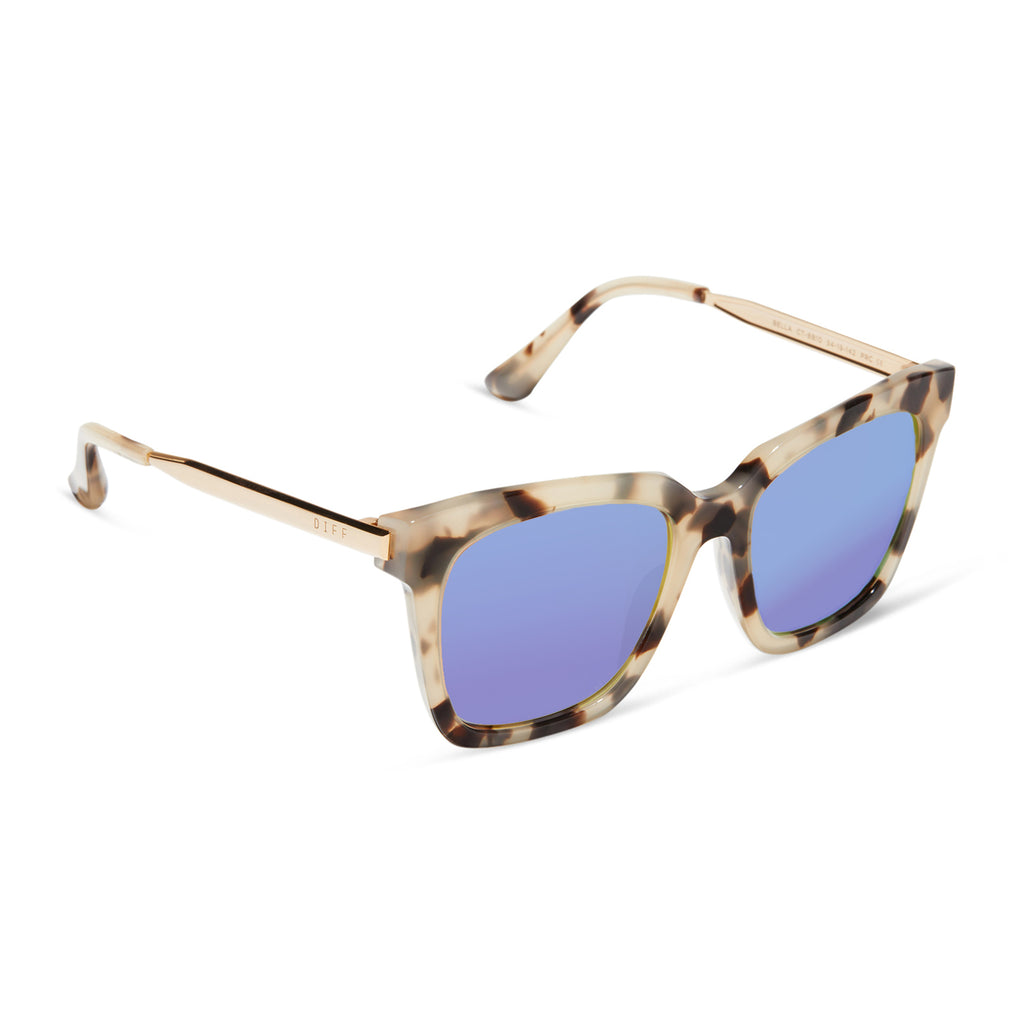 Bella Square Sunglasses  Matte Black & Pink Mirrored Sunglasses
