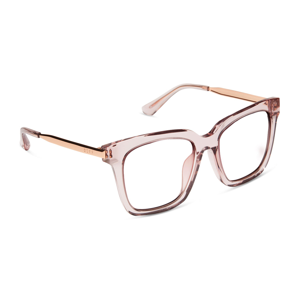 Bella Square Prescription Glasses Light Pink Crystal Diff Eyewear