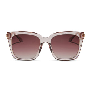 diff eyewear bella square sunglasses light pink crystal frame with wine gradient lenses front view 