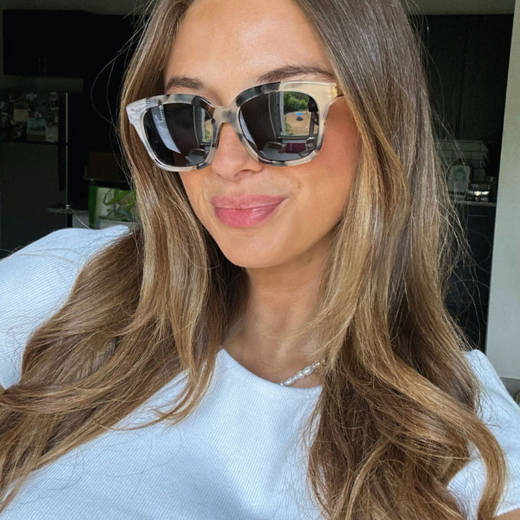 Bella XS Square Sunglasses | Cream Tortoise & Grey | DIFF
