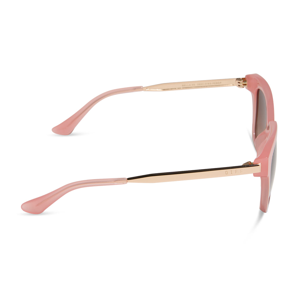 Brille ピンク XS Bella XS Square Sunglasses | Peach & Brown | DIFF Eyewear