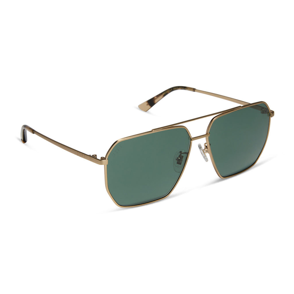 Berkely Navigator Sunglasses | Brushed Gold & G15 | DIFF Eyewear display picture 1