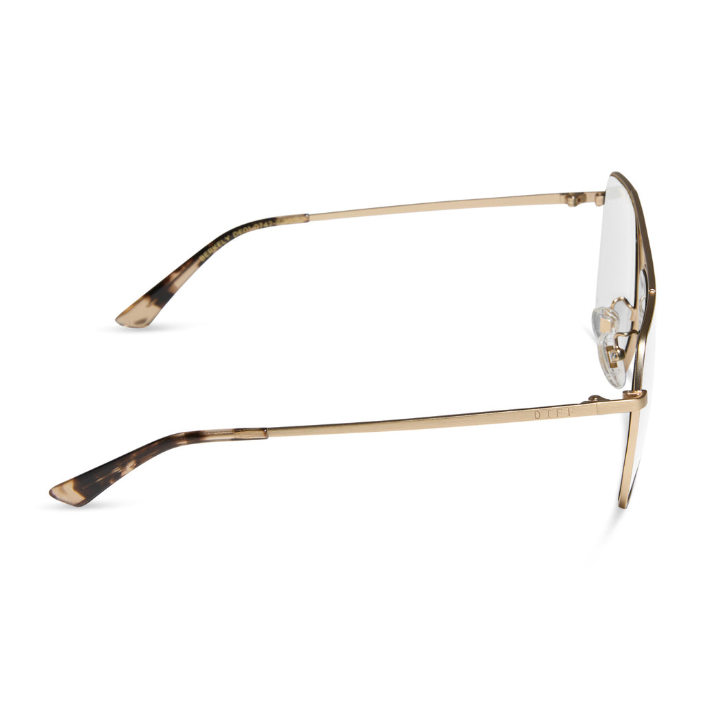 Diff Eyewear Gold Acetate Glasses Daphne Rectangle Sunglasses | Gilded Tort + Ivory & Brown  main image 3