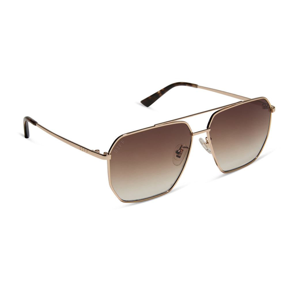 Diff Eyewear Brown Sunglasses with Gradient Lenses Meredith II Square Sunglasses | Animal & Brown Gradient  main image 4