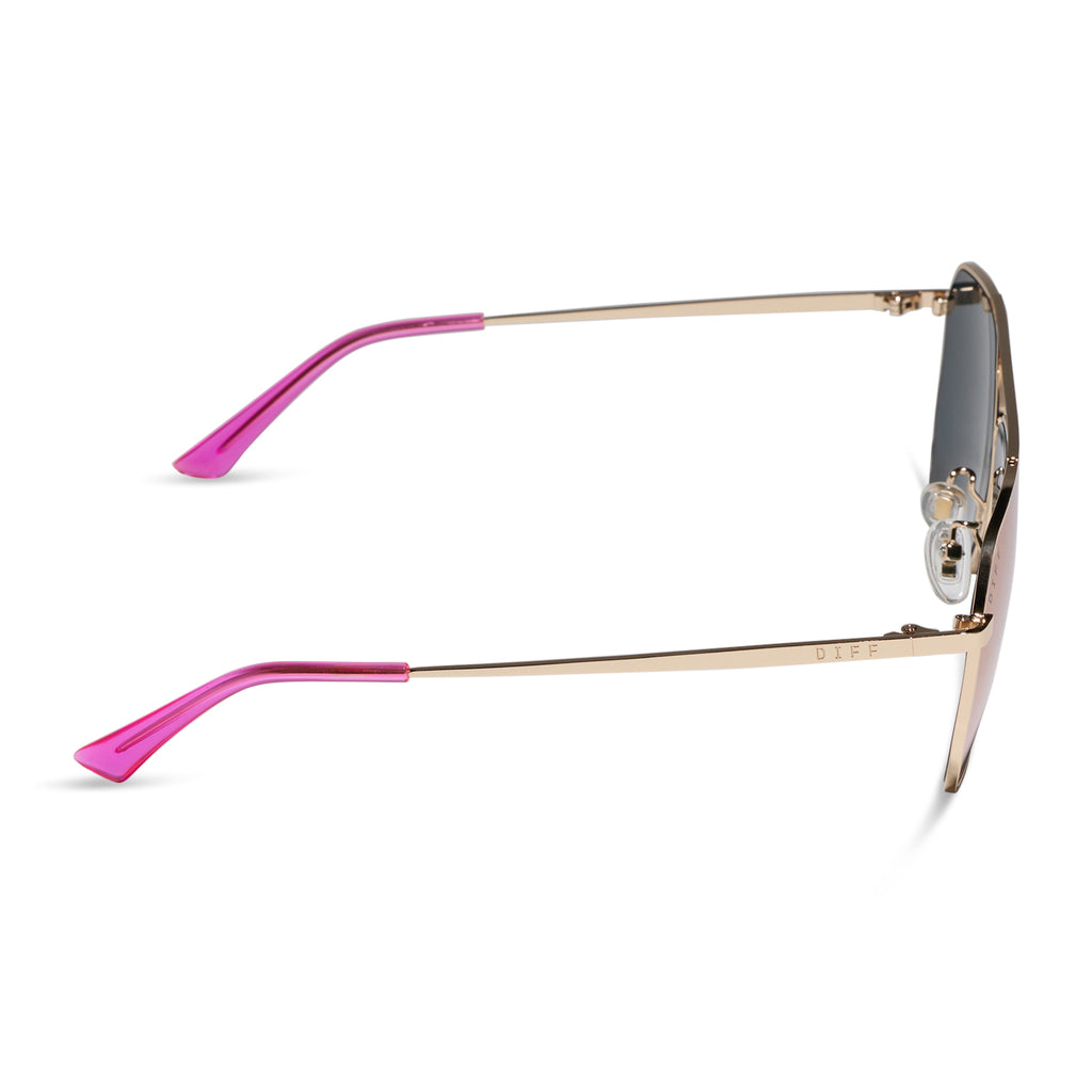 ピンクゴールド4mm 50 Berkely Navigator Sunglasses | Gold & Pink Rush Mirror | DIFF Eyewear