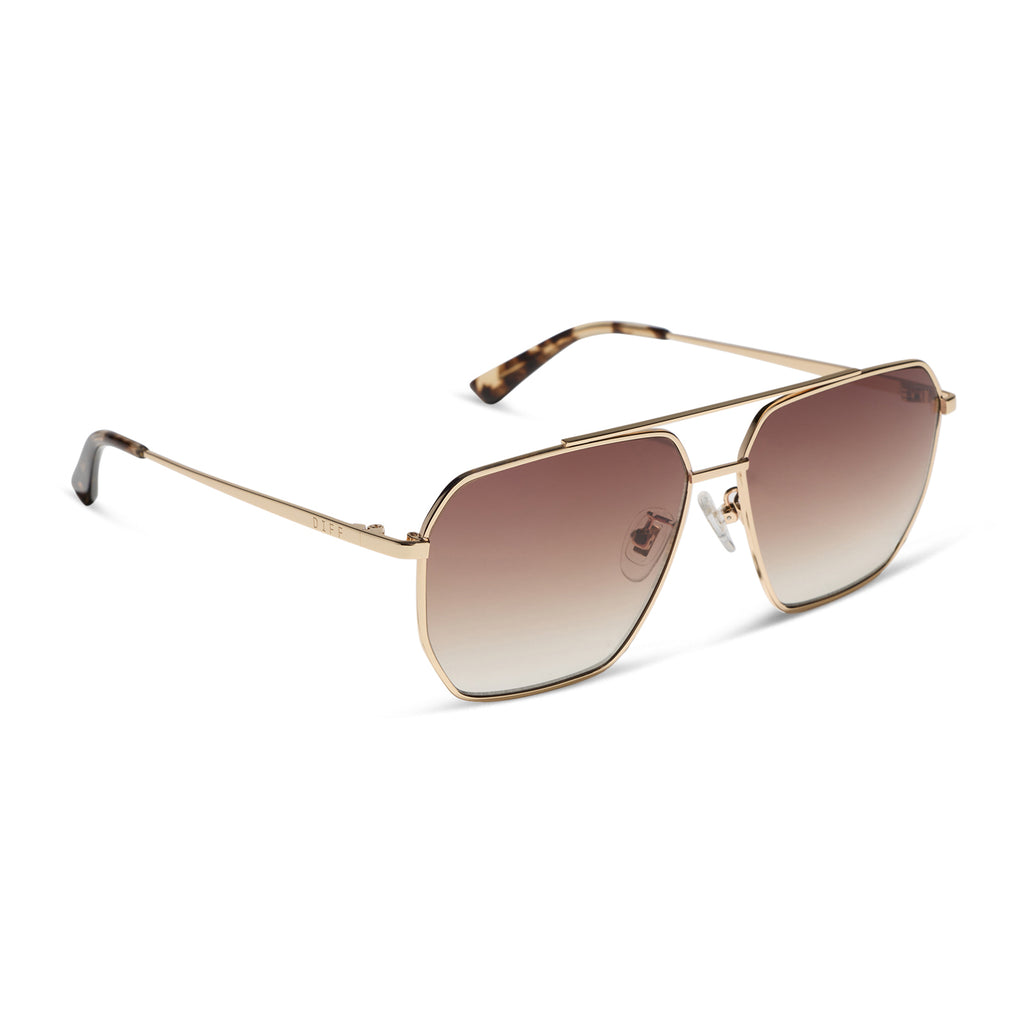 Berkely XS Navigator Sunglasses | Gold & Brown Gradient | DIFF Eyewear