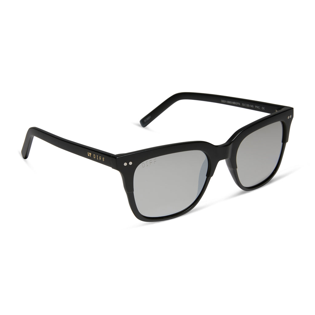 Bobby Square Sunglasses | Matte Black & Grey Mirror | DIFF Eyewear