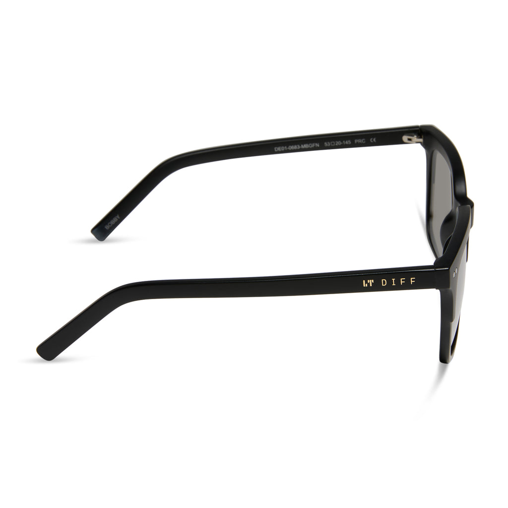 Bobby Square Sunglasses | Matte Black & Grey Mirror | DIFF Eyewear