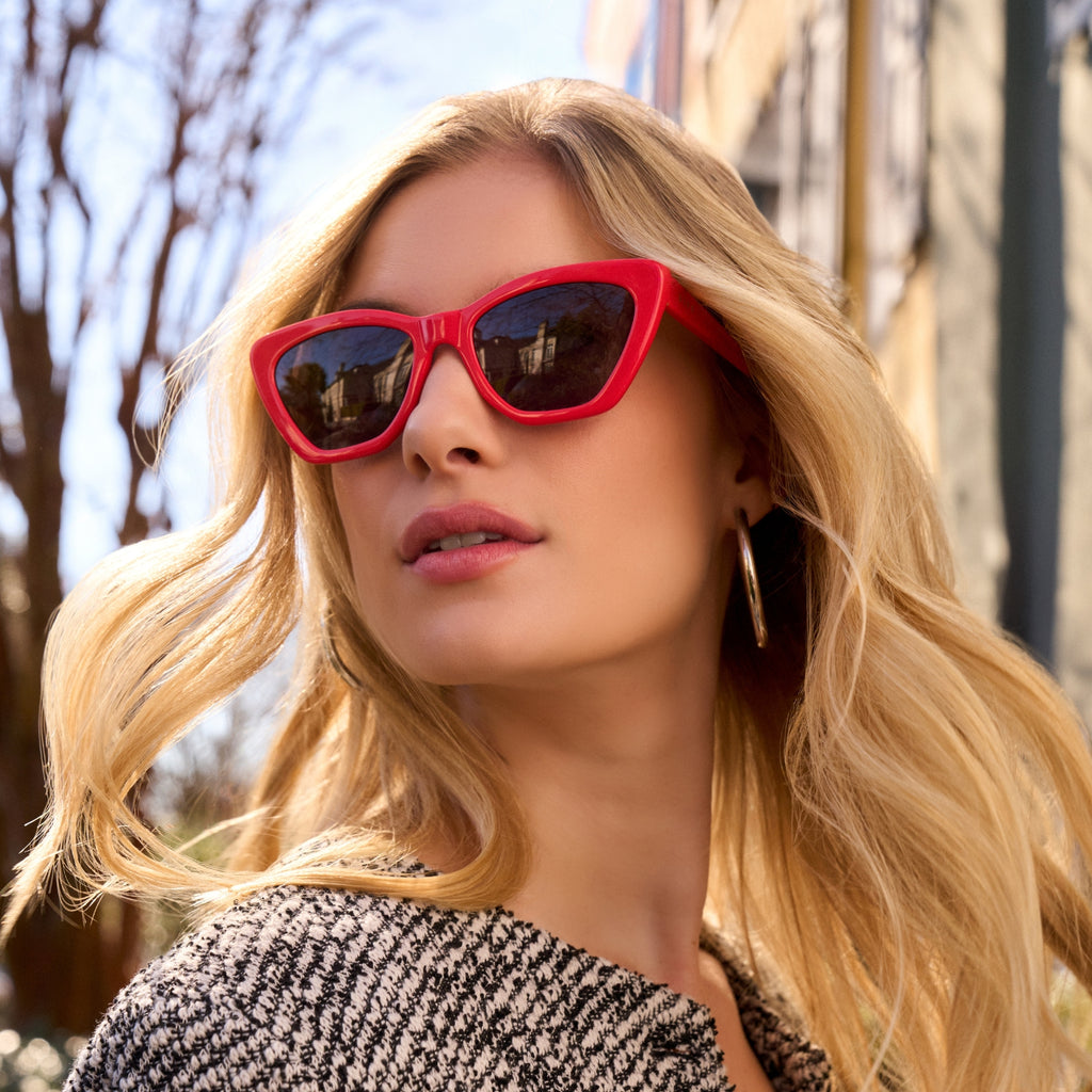 Diff eyewear womens sunglasses DIFF Eyewear Drew Sunglasses: Palm Green Crystal & Grey  main image 3