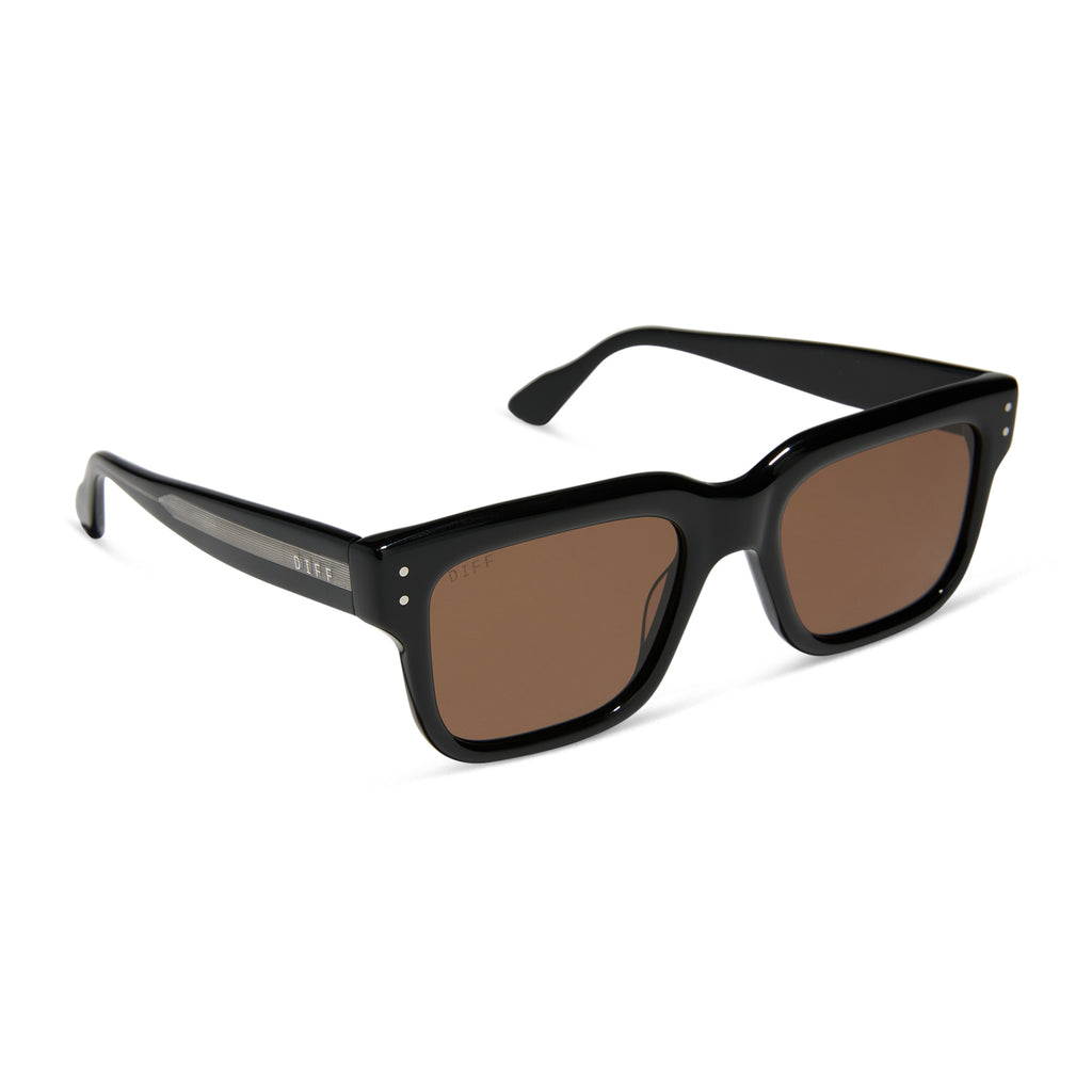 Cash Rectangle Sunglasses | Black & Brown | DIFF Eyewear display picture 1