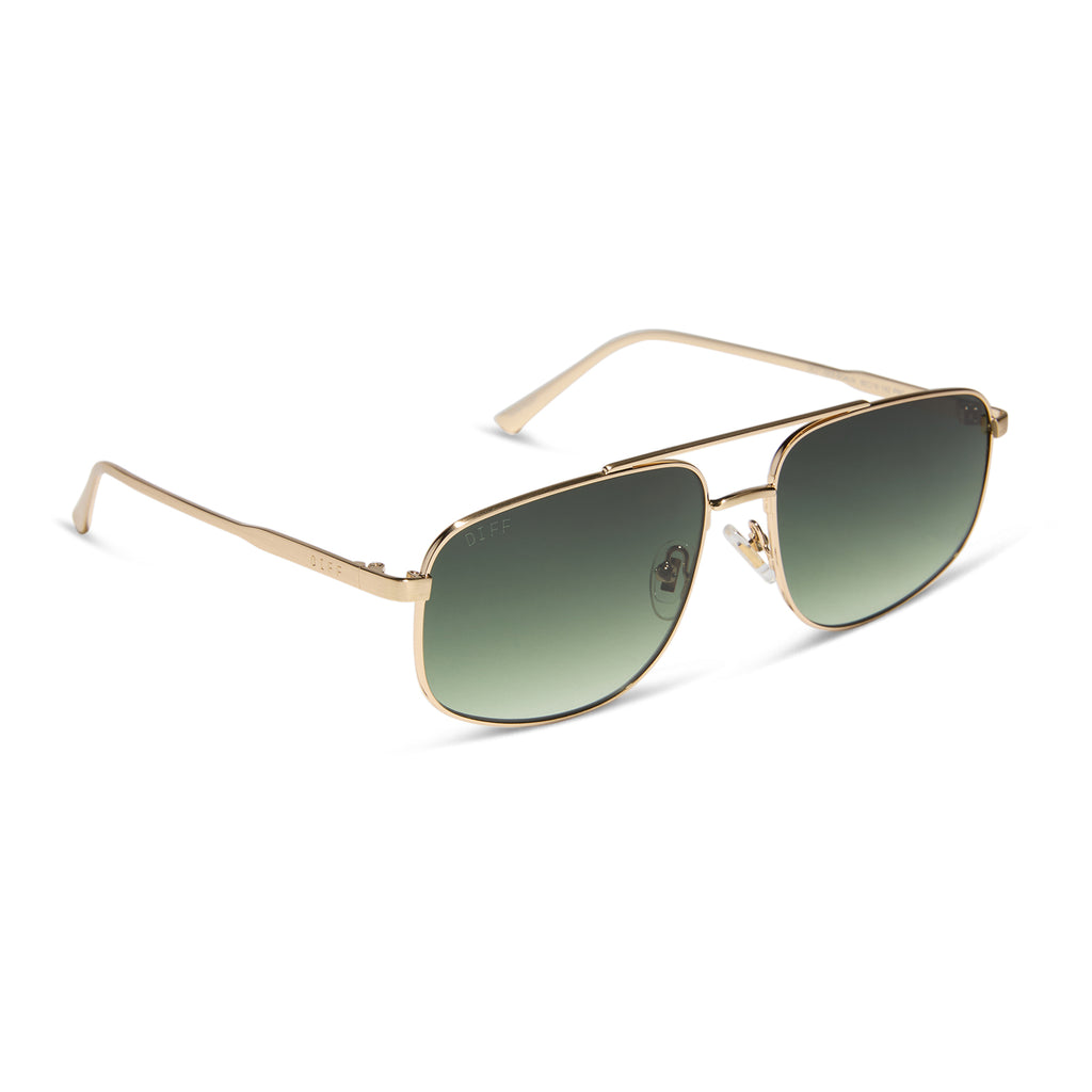 Charley Navigator Sunglasses | Gold & Aloe Green Gradient | DIFF
