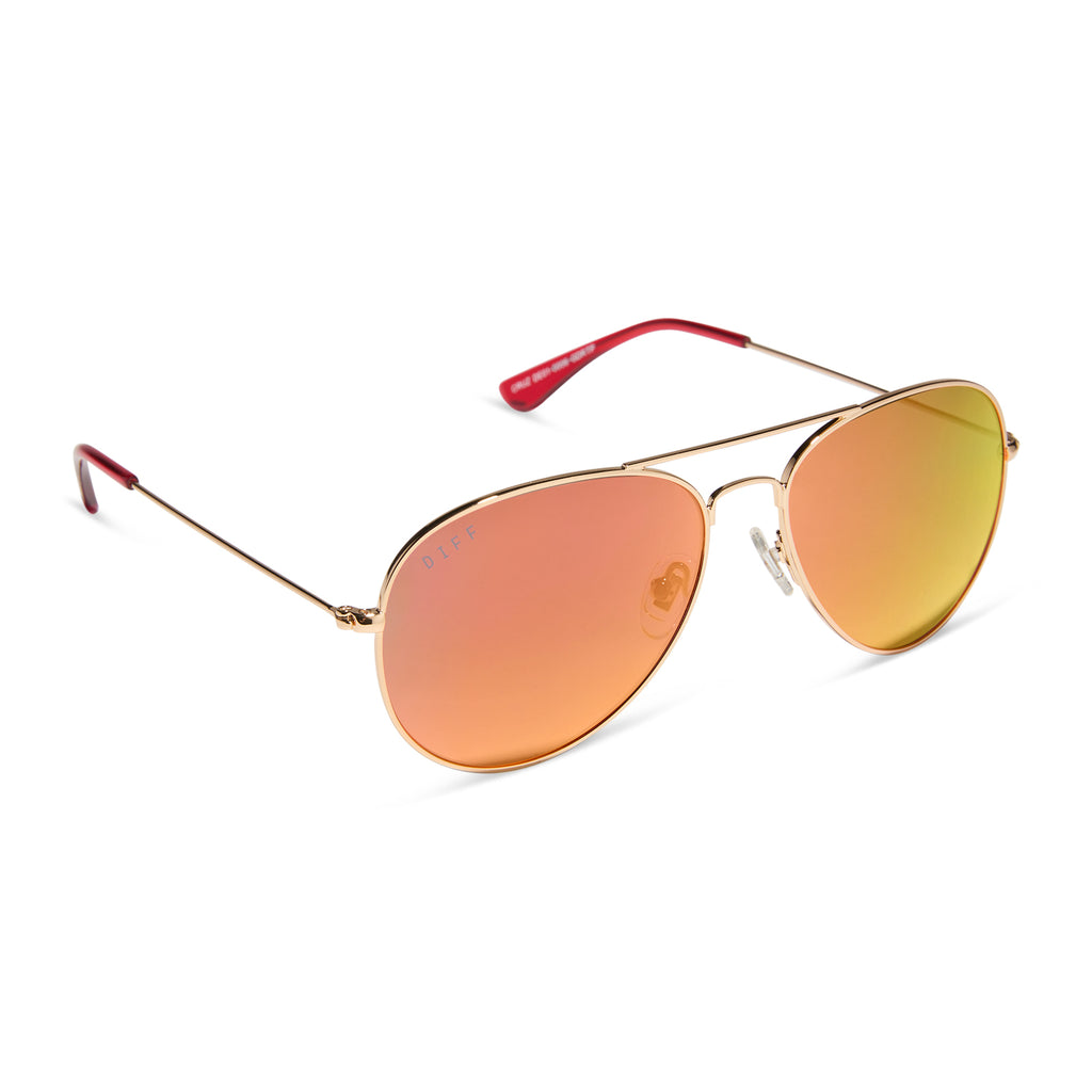 Cruz Aviator Sunglasses Gold Red Hot Summer Mirror DIFF Eyewear