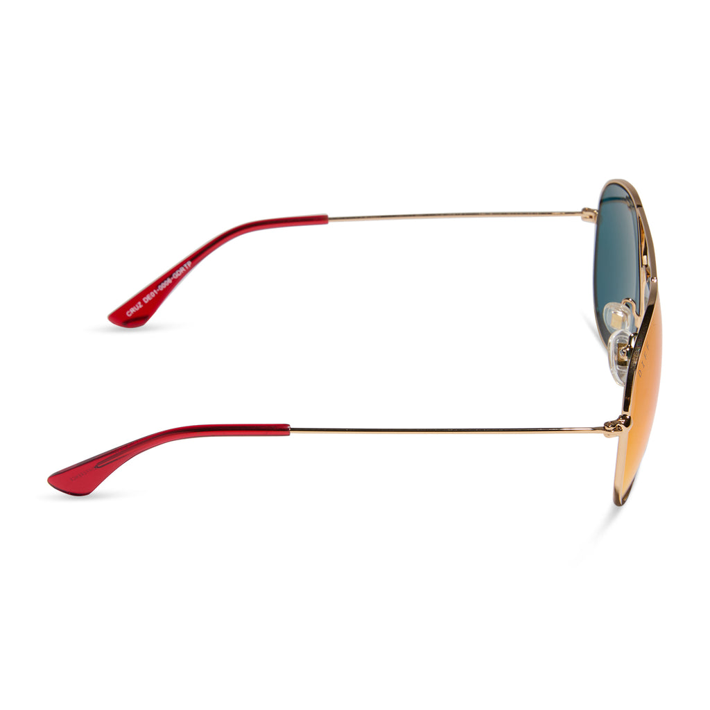 Cruz Aviator Sunglasses | Gold & Red Hot Summer Mirror  display picture 2