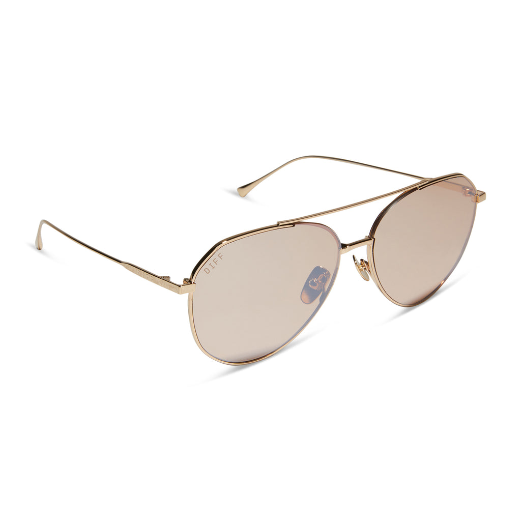 Dash Aviator Sunglasses Gold & Honey Crystal Flash DIFF Eyewear