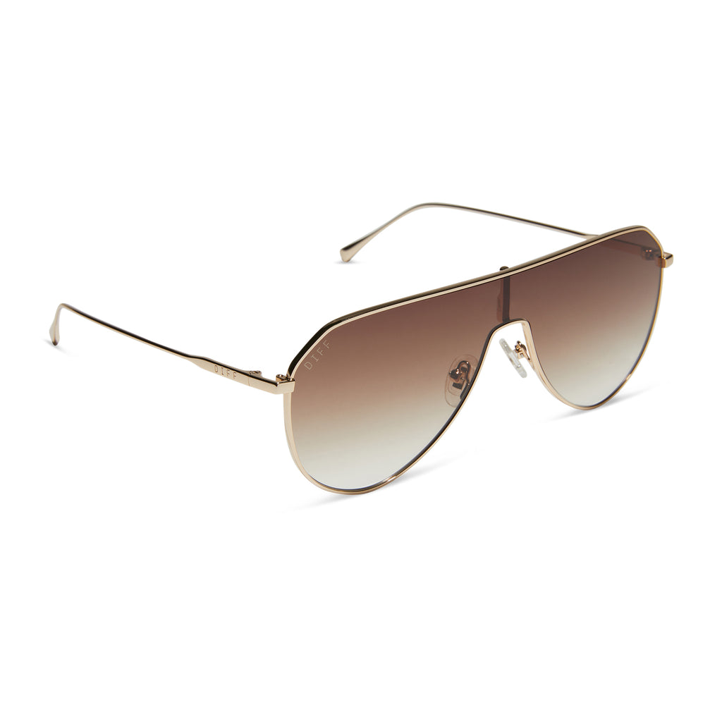 Dash SHIELD Shield Sunglasses, Gold & Brown Gradient