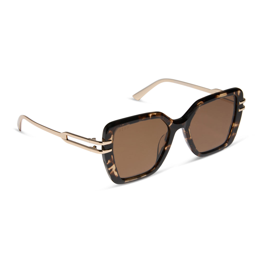 小物 TATOOSTUDIOYAMADASAFTYGLASSES BROWN DEMI Dasha Square Sunglasses | Espresso Tortoise + Gold & Brown | DIFF