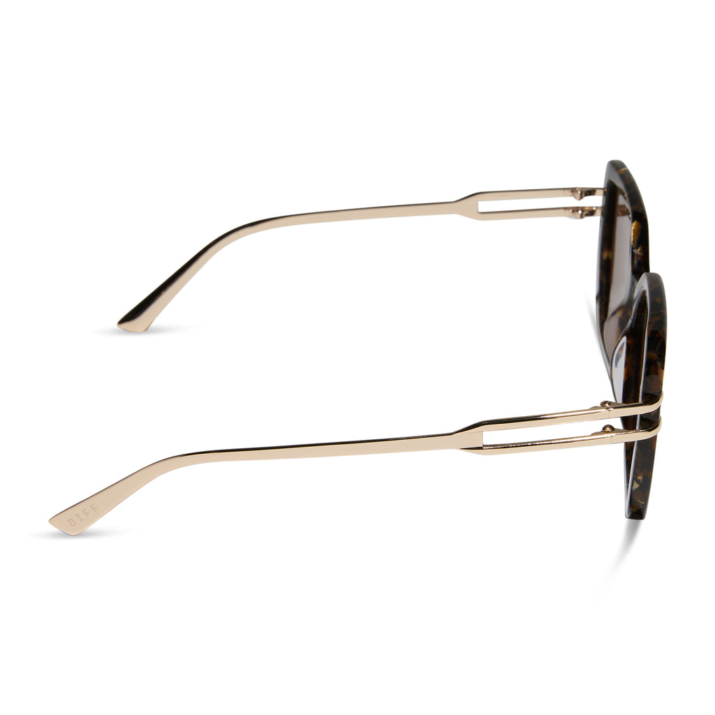 Dasha Square Sunglasses | Glitter Gold Tortoise & Brown  display picture 3