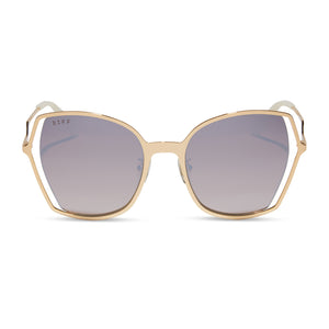 diff eyewear featuring the donna iii square sunglasses with a meringue frame and brown gradient flash lenses front view