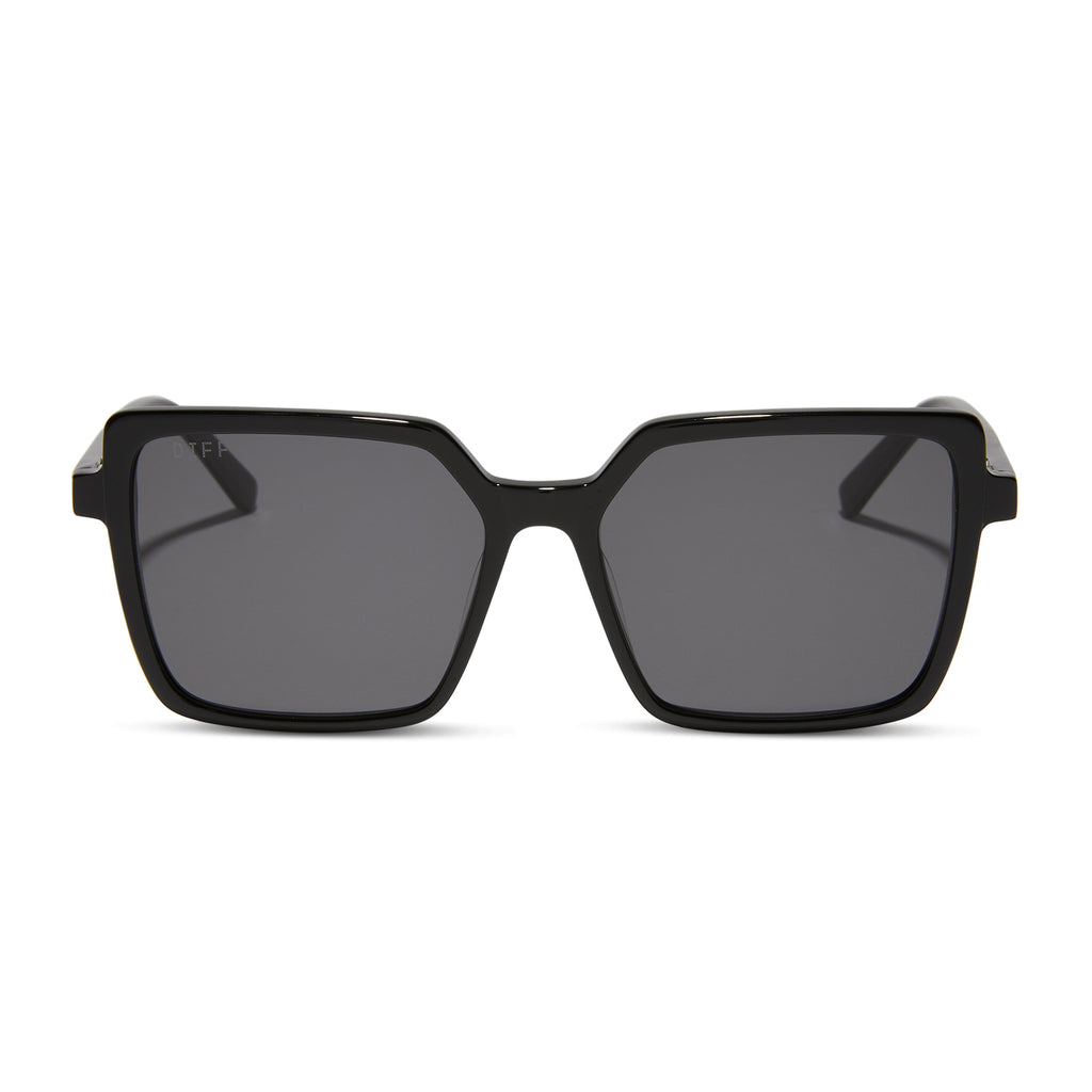 Esme Square Sunglasses Black & Grey Polarized DIFF Eyewear