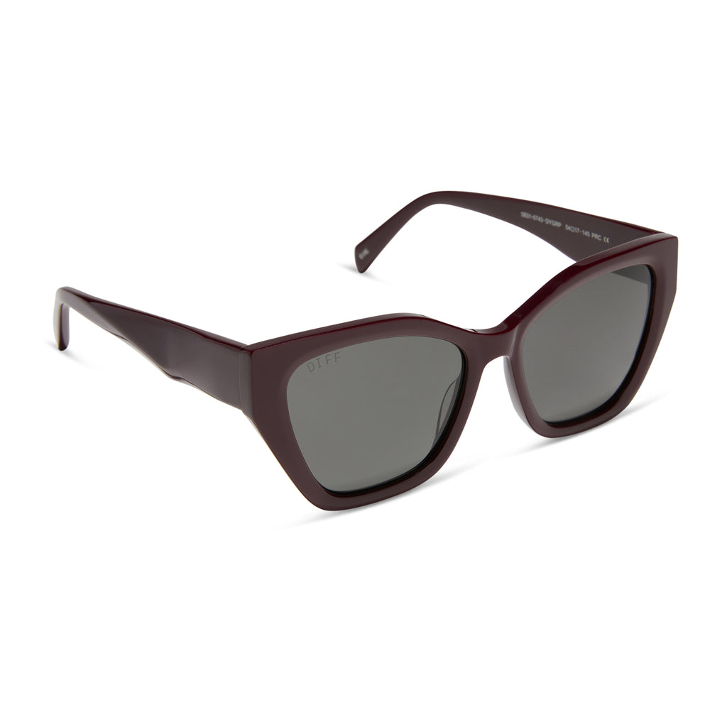 Evie Cateye Sunglasses | Dark Cherry Lacquer & Grey | DIFF Eyewear