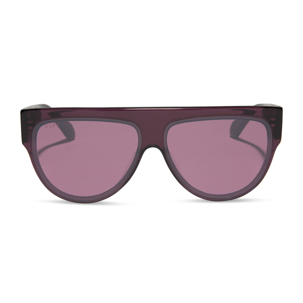 Georgie Square Sunglasses | Aubergine Silver Flash | DIFF Eyewear