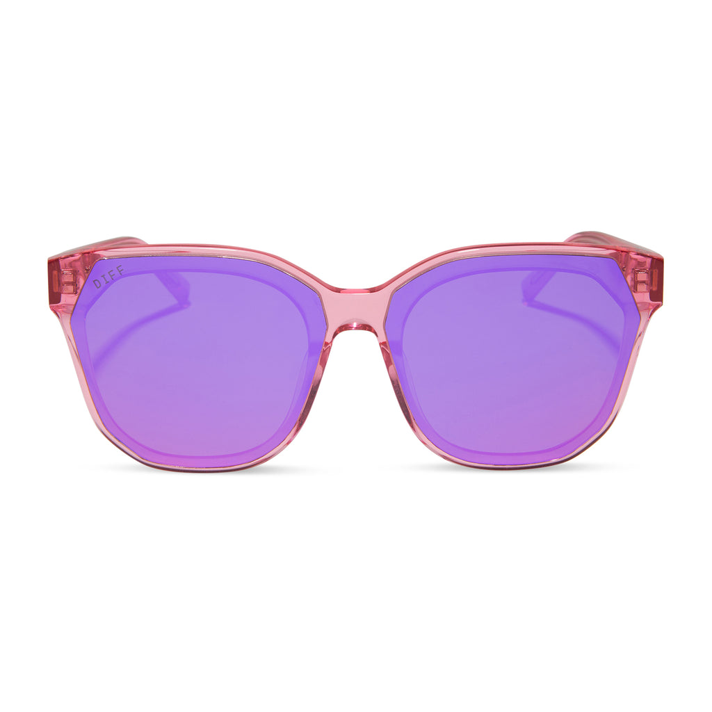 Gia Square Sunglasses Candy Pink Crystal & Pink Rush Mirror DIFF