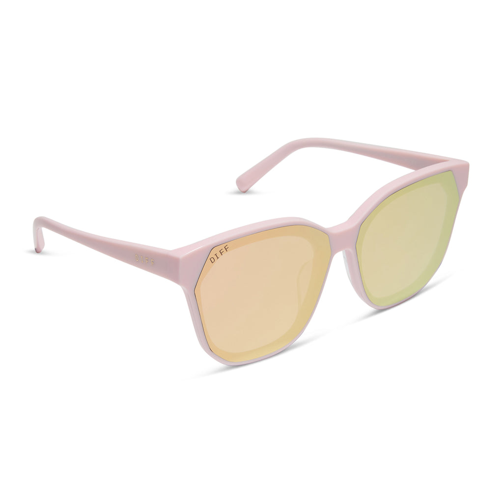 Diff Eyewear Women\'s  Frame Mirrored Sunglasses Goldie Cateye Sunglasses | Apricot Crystal & Peach Mirror  main image 2