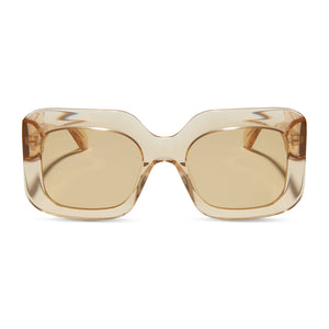 diff eyewear featuring the giada rectangle sunglasses with a honey crystal frame and honey crystal lenses front view