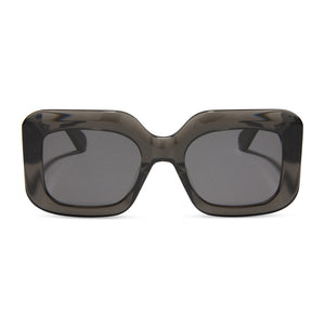 diff eyewear featuring the giada rectangle sunglasses with a smoke crystal frame and grey polarized lenses front view
