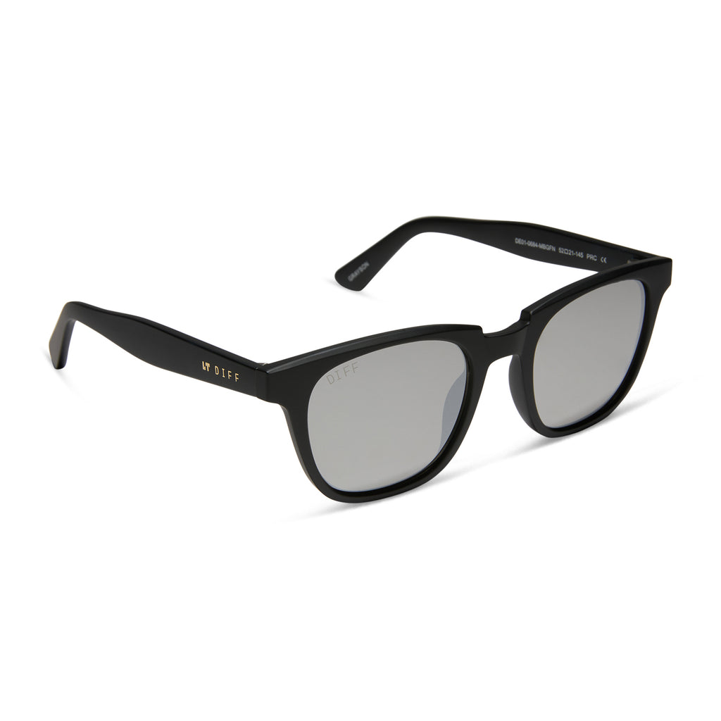 Grayson Square Sunglasses | Black & Grey Mirror | DIFF Eyewear