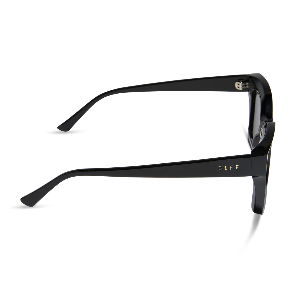 Diff Eyewear Black Rectangular Sunglasses Indy Rectangle Sunglasses | Black & Grey | DIFF Eyewear main image 2