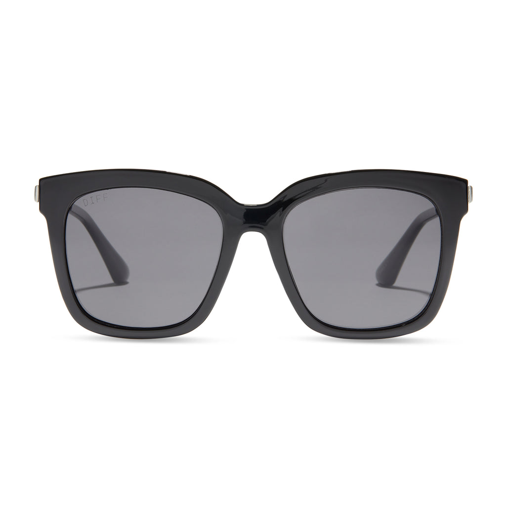 Hailey Square Sunglasses Black Frame & Grey Lenses DIFF Eyewear