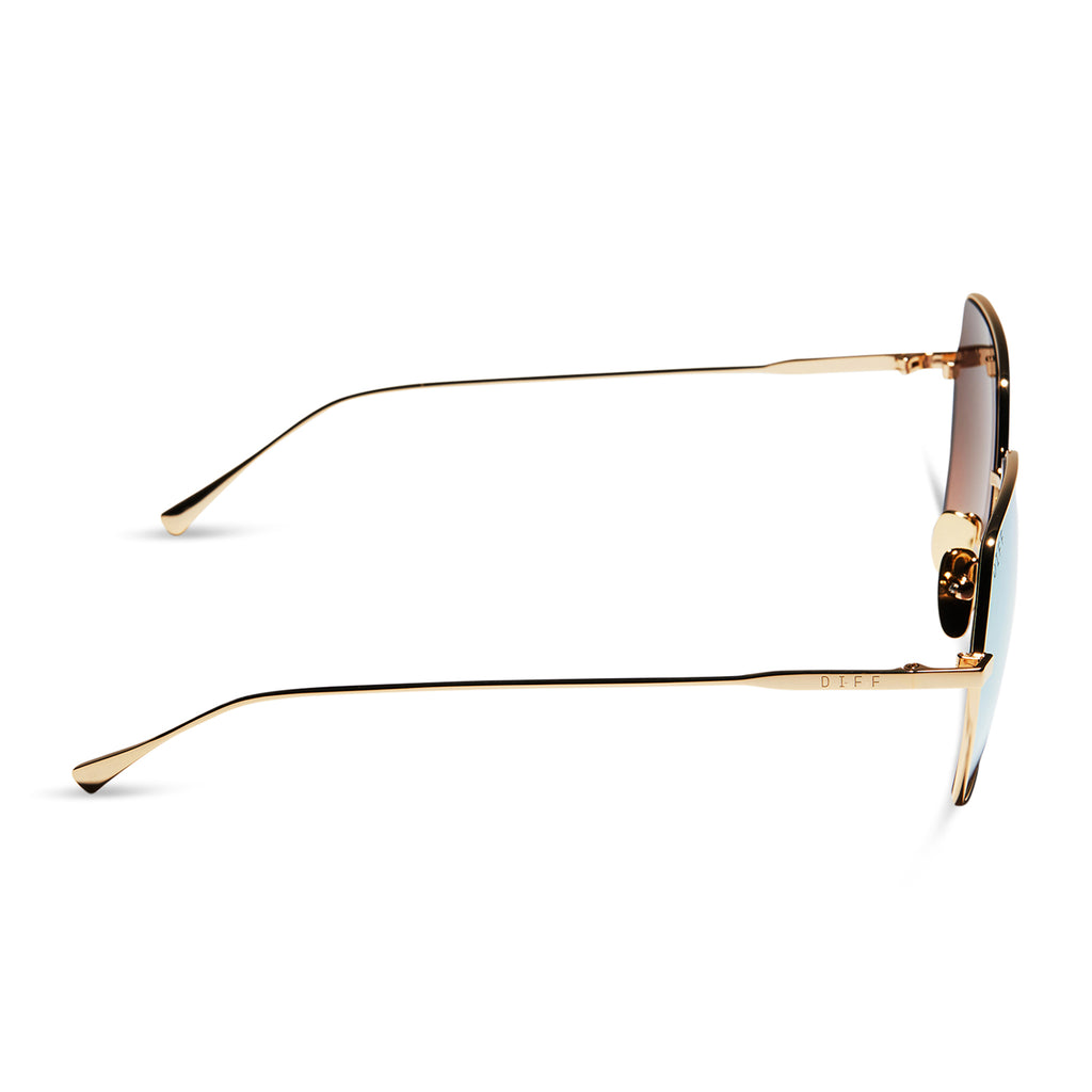 Harlowe Square Sunglasses | Gold & Taupe Flash | DIFF Eyewear display picture 1