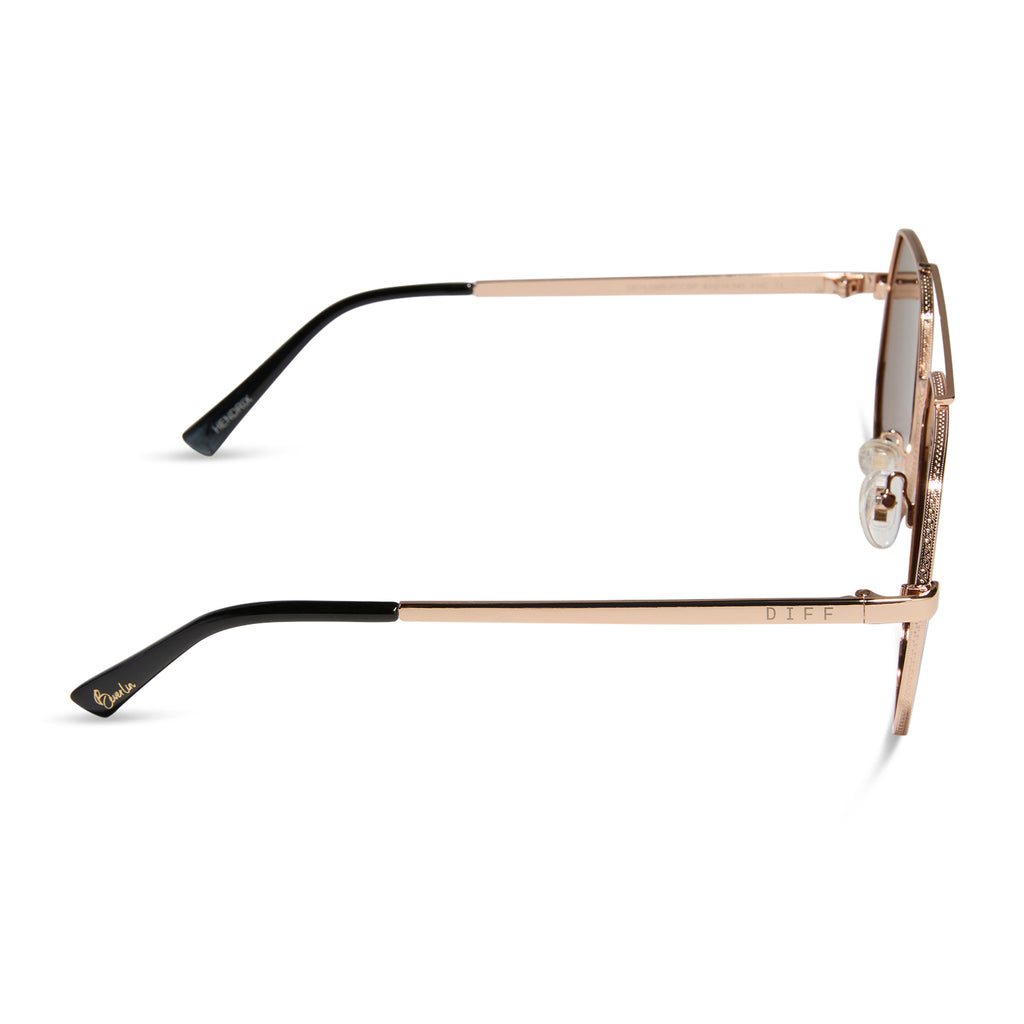 Hendrix Aviator Sunglasses Rose Gold & Cherry Blossom Mirror