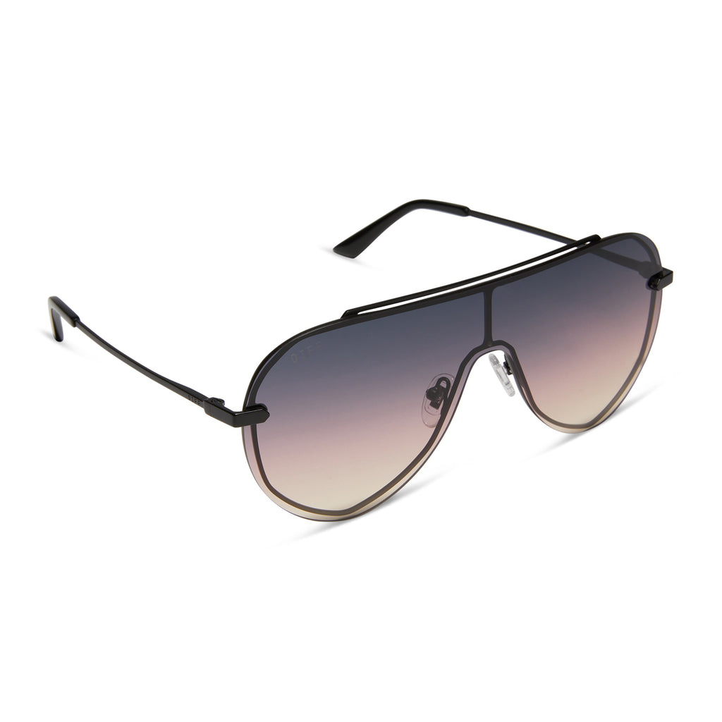 DIFF EYEWEAR Imani Reflective Polarized Sunglasses Imani Shield Sunglasses | Gold & Green Mirror | DIFF Eyewear main image 3