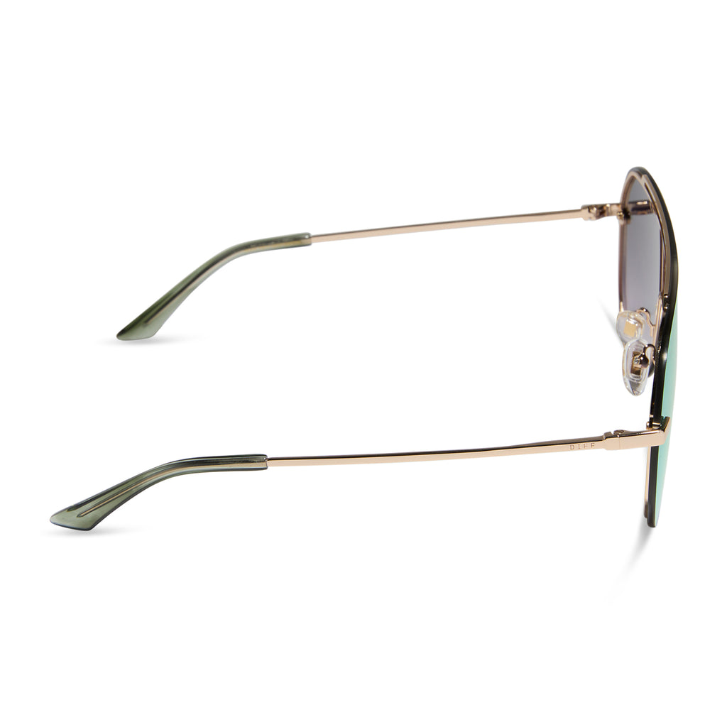 Imani Shield Sunglasses | Gold & Cool Matcha Mirror | DIFF Eyewear
