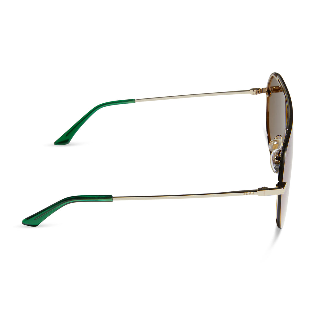 Imani Shield Sunglasses | Gold & Green Mirror | DIFF Eyewear