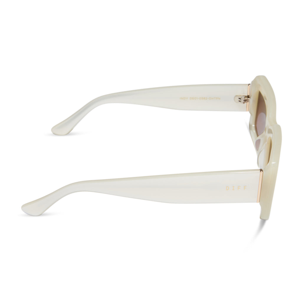 Indy Rectangle Sunglasses | Opaline & Taupe Mirror | DIFF