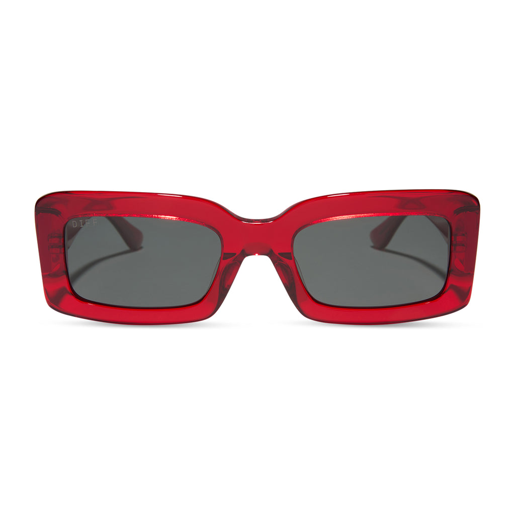 Indy Rectangle Sunglasses | Red Hot Summer & Grey | DIFF Eyewear display picture 1