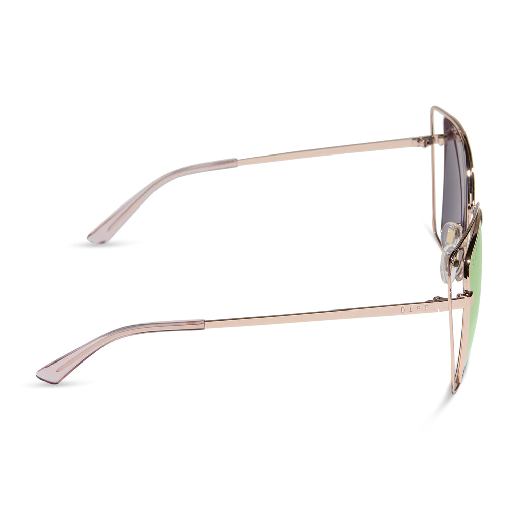 Jacqueline Square Sunglasses | Champagne & Pink Mirror | DIFF Eyewear